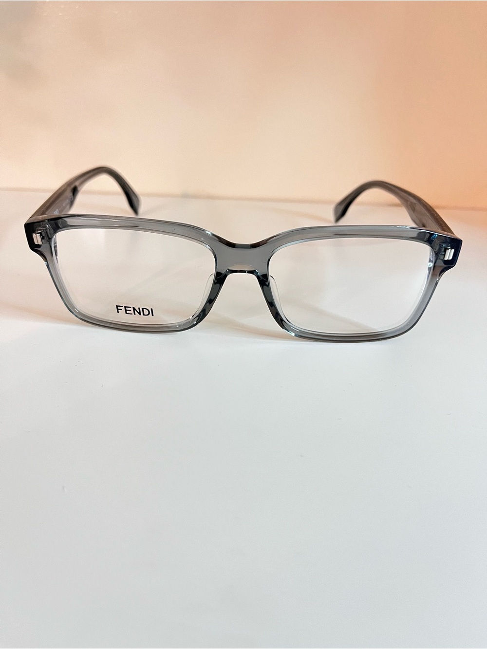 Fendi Men's Transparent Gray Square Optical Frames